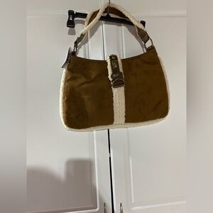 NWT Brown and Cream Women's Shoulder Bag Y2K style